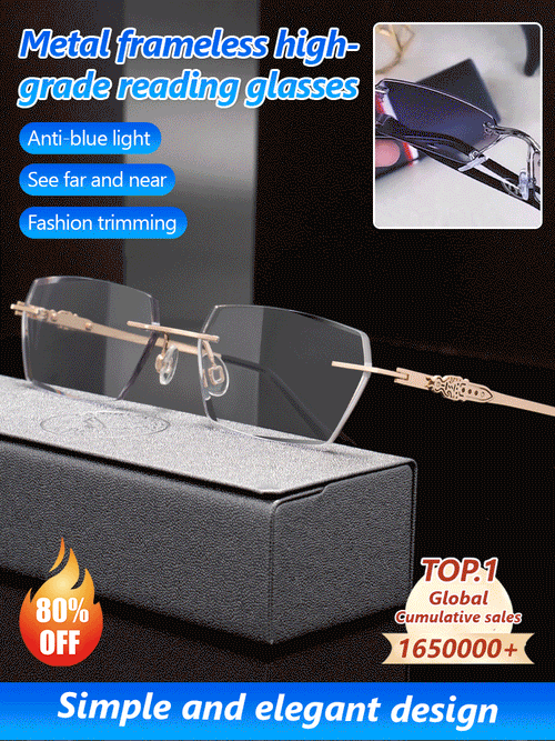 🎁 Over 80% OFF – Frameless Diamond-Cut Blue Light Blocking Glasses 👓