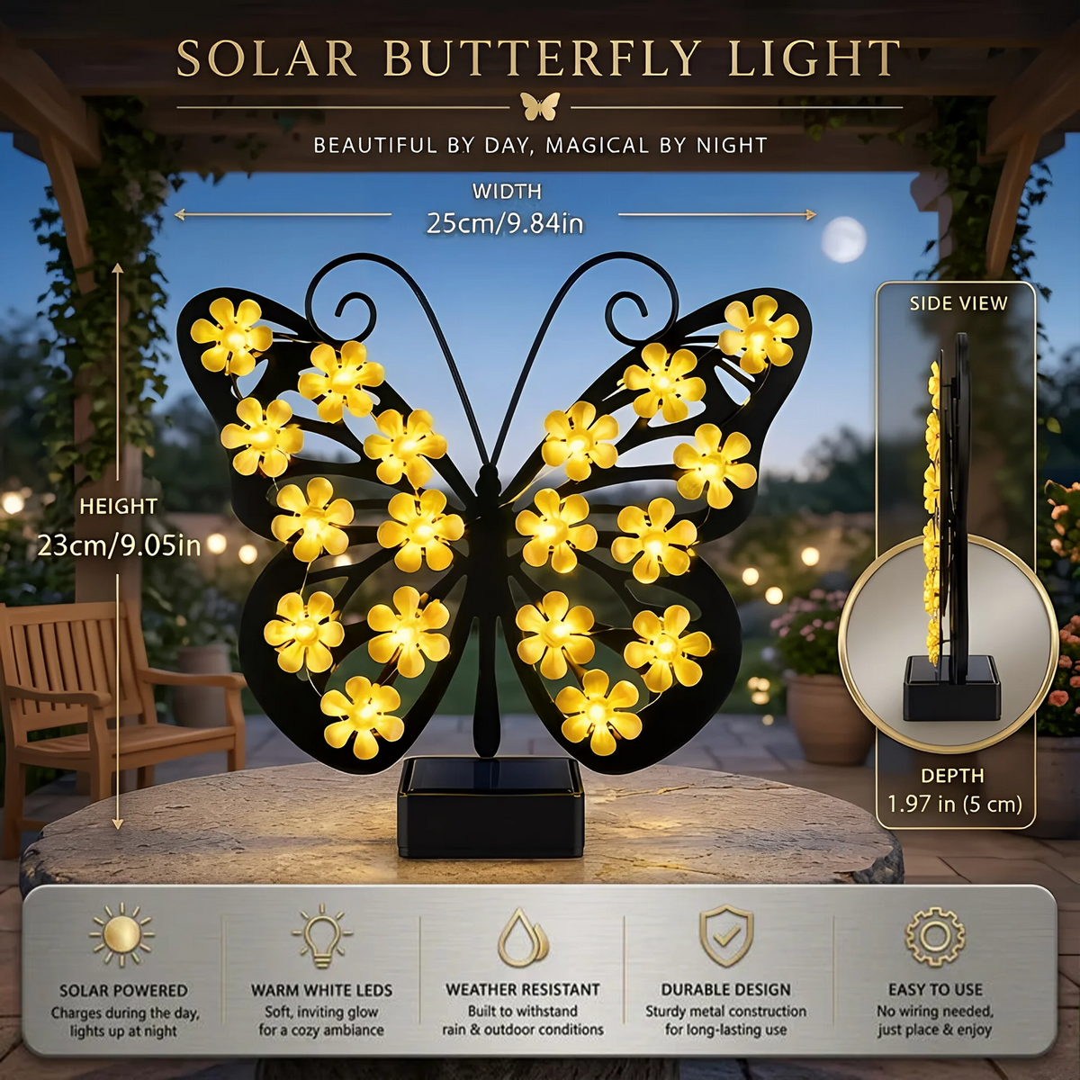 🔥🦋Solar Lights Outdoor Metal Butterfly Wall Decor
