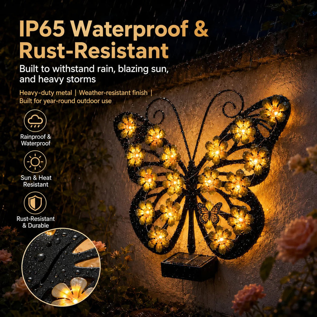 🔥🦋Solar Lights Outdoor Metal Butterfly Wall Decor