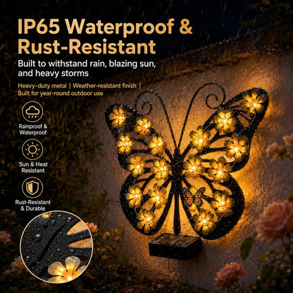 🔥🦋Solar Lights Outdoor Metal Butterfly Wall Decor