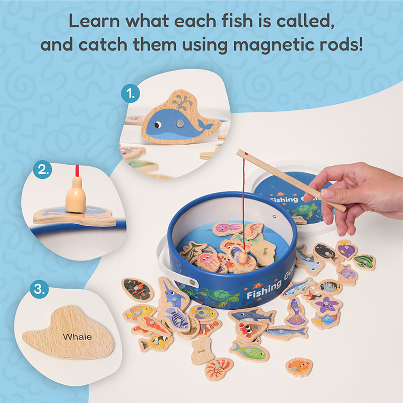 🥳💞60K+ SOLD!🎣 Magnetic Wooden Fishing Game – Fun Ocean Adventure & Early Learning Toy