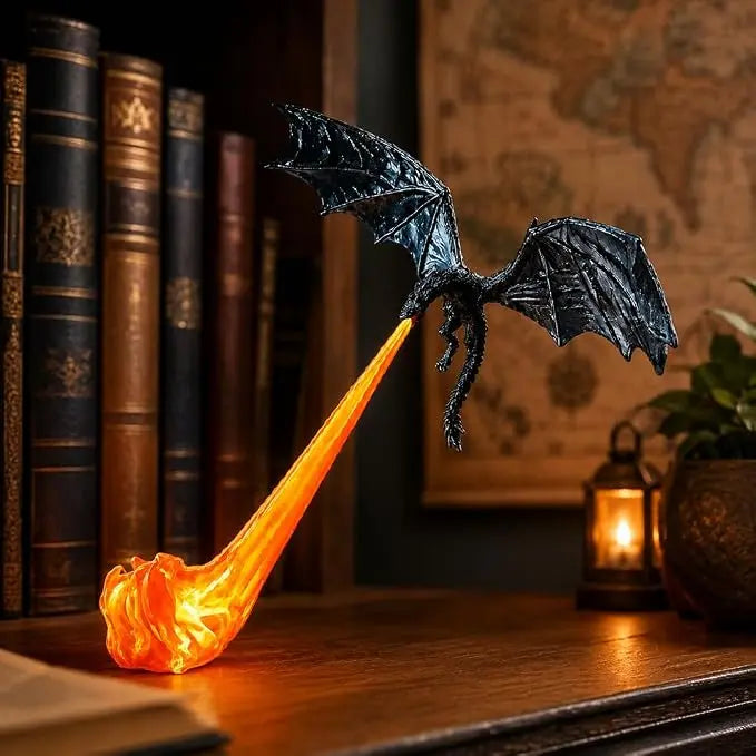 🐉🔥 Dragon Flame Book Nook – Mystical 3D Lighted Dragon Bookshelf Decor