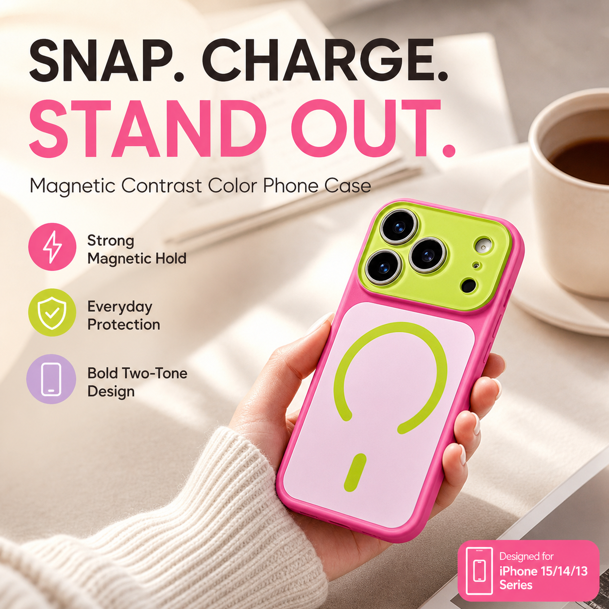 Magnetic Contrast Color Phone Case