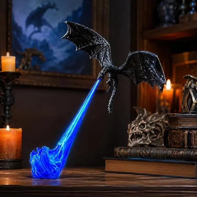 🐉🔥 Dragon Flame Book Nook – Mystical 3D Lighted Dragon Bookshelf Decor