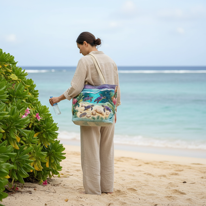 🐢 49% OFF Today | Turtle Quilted Tote Bag ✨ Lightweight Shoulder Bag with Coastal Charm