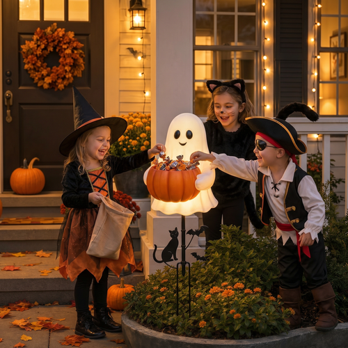 🔥 Spooky Season Sale – 50% Off 🎃 👻 Halloween Ghost Candy Holder Garden Stake