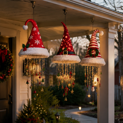 💝LAST DAY 50% OFF🎅 Lighted Santa Hat Hanging Chandelier 🎄 | 5 Styles Warm LED Christmas String Light | Indoor Outdoor Porch Holiday Decor Gift