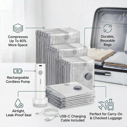 🥳2026 HOT SALE💥50% OFF NOW✨Cordless Travel Vacuum Storage Compression Bag Set