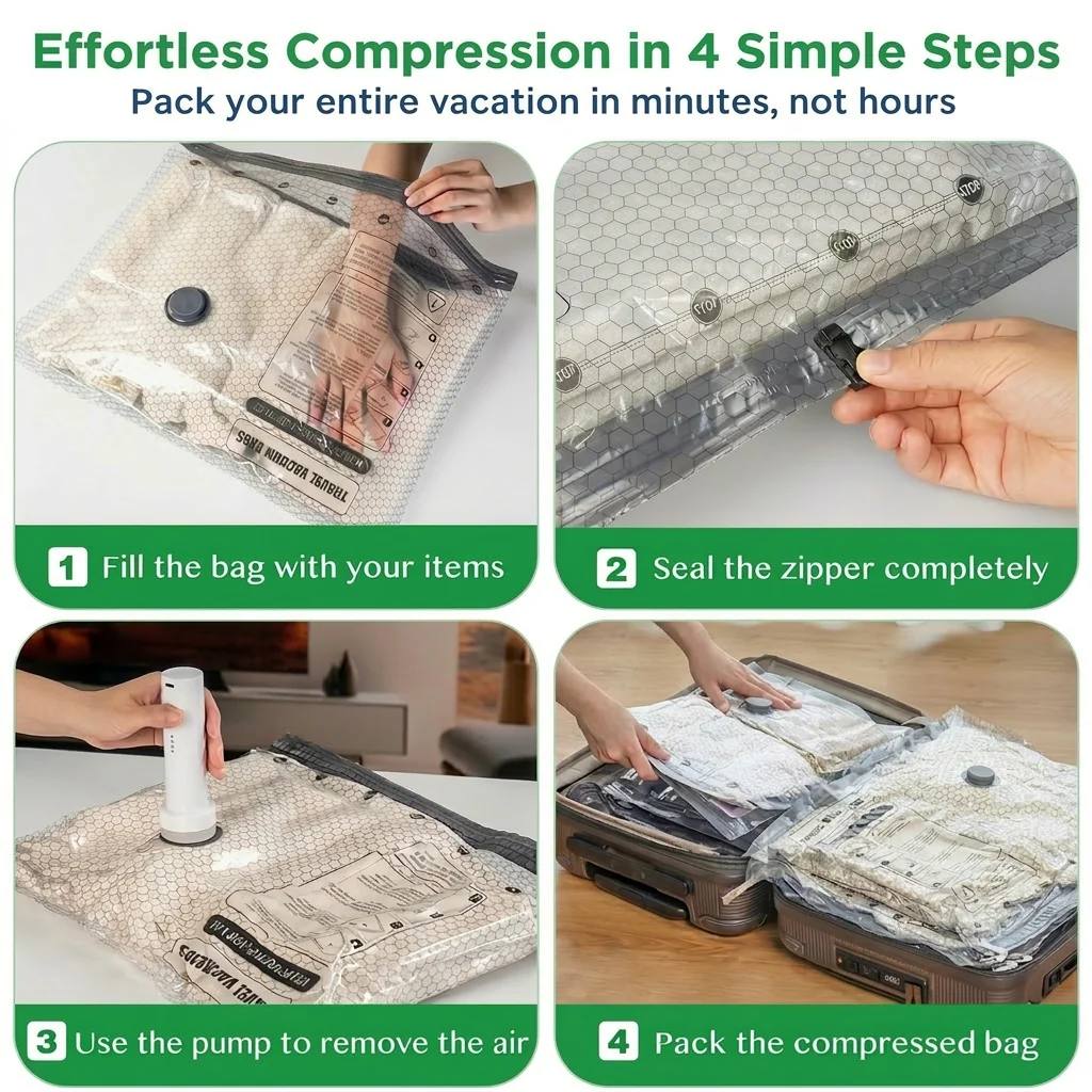 🥳2026 HOT SALE💥50% OFF NOW✨Cordless Travel Vacuum Storage Compression Bag Set