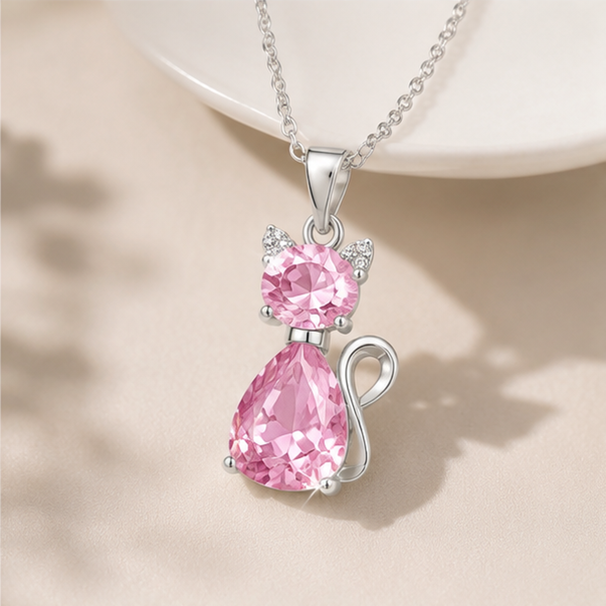 🐾 A Little Companion Close to Your Heart – Sparkling Crystal Cat Necklace ✨