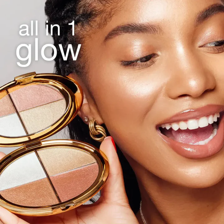 ✨ Glow Draped Highlight & Blush Palette 💕 – Four Dreamy Shades for a Fresh, Radiant Glow 🌸💫