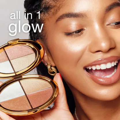 ✨ Glow Draped Highlight & Blush Palette 💕 – Four Dreamy Shades for a Fresh, Radiant Glow 🌸💫