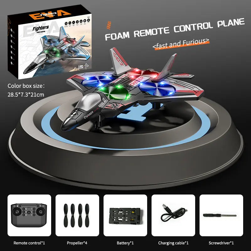 🎮2.4G Remote Control Stunt Fighter Plane, Beginner Friendly RC Drone Aircraft With Headless Mode✈️