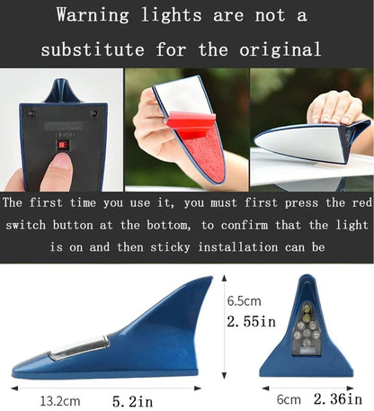 ☀️🦈Solar Shark Fin LED Antenna – Flashing Safety Warning Light for Any Vehicle