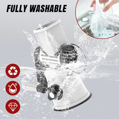 Fully washable white rotary kitchen grater with water splash, clarioy homeware tool