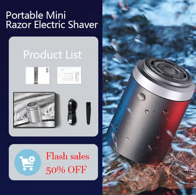 ⏰LAST DAY 55%OFF🔥Smart Mini Electric Shaver – LED Display, Waterproof & Portable