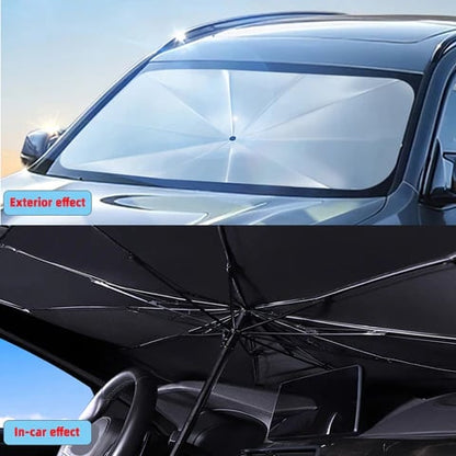 🔥Premium Titanium Silver Car Windshield Sun Shade Umbrella – Blocks Heat & Harsh Sunlight