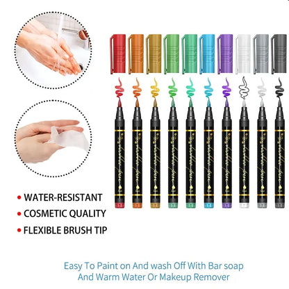 🔥Festivel Hot SALE 60% OFF - 10 Colors Temporary Tattoo Markers Set