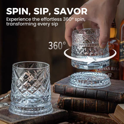 🥛💎360° Rotating Whiskey Glass Tumbler