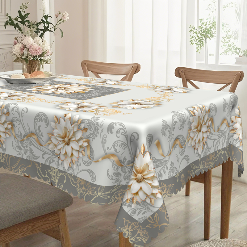 ⏳Limited-time 50% off⏰Elegant Waterproof Embossed Floral Tablecloth💮
