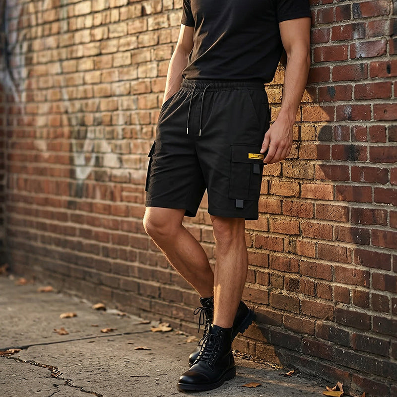 👨🩳 Men's Casual Cargo Shorts – Elastic Drawstring Waist & Utility Pockets