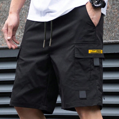 👨🩳 Men's Casual Cargo Shorts – Elastic Drawstring Waist & Utility Pockets