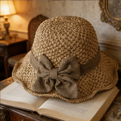 HOT Sales！！！👒Elegant Woven Straw Sun Hat with Bow 🌞