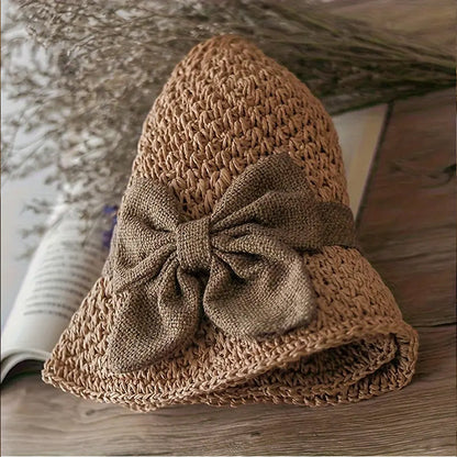 HOT Sales！！！👒Elegant Woven Straw Sun Hat with Bow 🌞