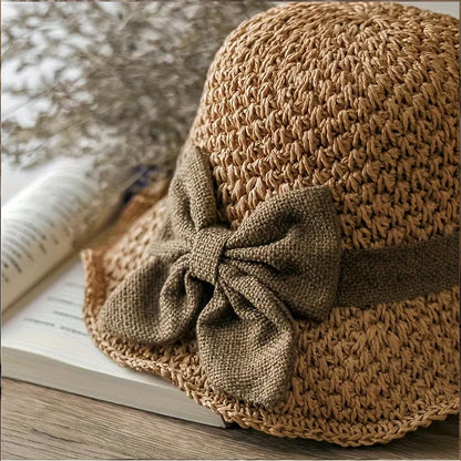 HOT Sales！！！👒Elegant Woven Straw Sun Hat with Bow 🌞