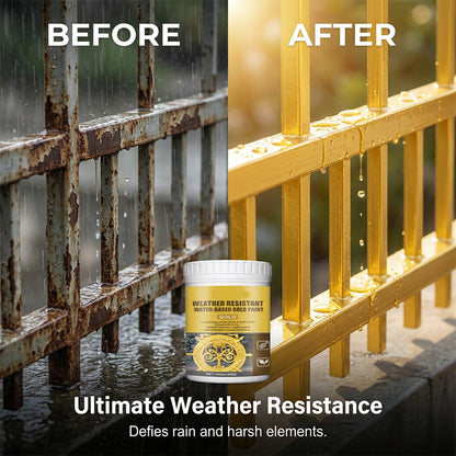 ✨ 50% OFF NOW! 🏡 Weather-Resistant Gold Paint – Rich Foil Effect, Fast-Drying – For Wood, Metal & Stone