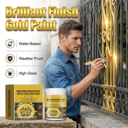 ✨ 50% OFF NOW! 🏡 Weather-Resistant Gold Paint – Rich Foil Effect, Fast-Drying – For Wood, Metal & Stone