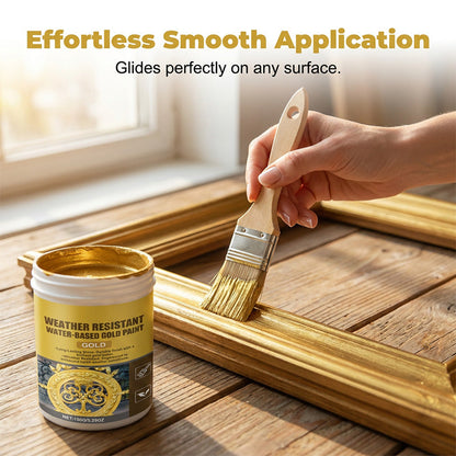 ✨ 50% OFF NOW! 🏡 Weather-Resistant Gold Paint – Rich Foil Effect, Fast-Drying – For Wood, Metal & Stone