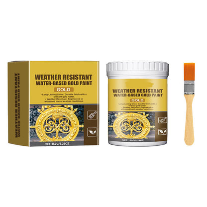 ✨ 50% OFF NOW! 🏡 Weather-Resistant Gold Paint – Rich Foil Effect, Fast-Drying – For Wood, Metal & Stone