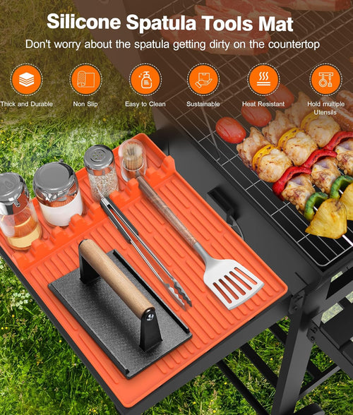 50% Off! 🍖Silicone Grill Side Shelf Mat – Heat Resistant BBQ Tool Organizerder voor Keuken & Barbecue