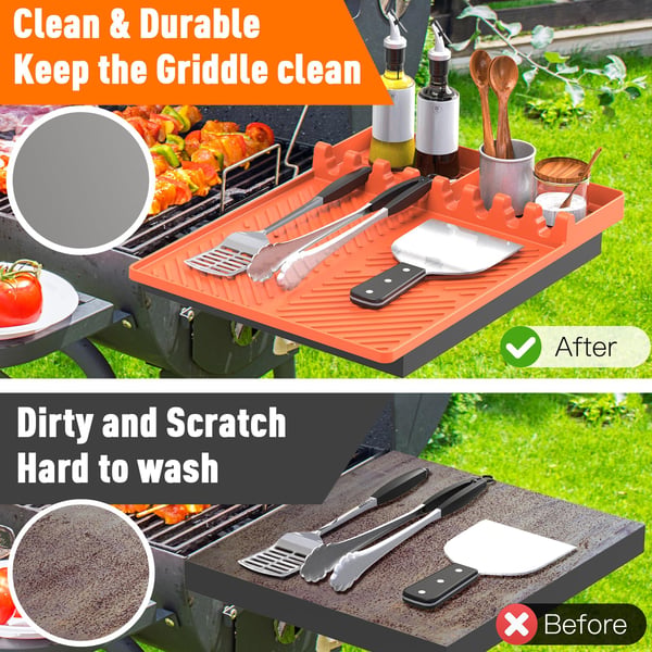 50% Off! 🍖Silicone Grill Side Shelf Mat – Heat Resistant BBQ Tool Organizerder voor Keuken & Barbecue