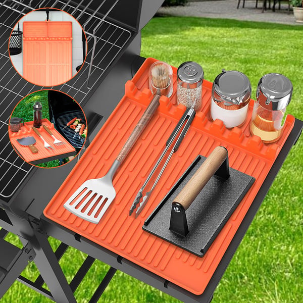 50% Off! 🍖Silicone Grill Side Shelf Mat – Heat Resistant BBQ Tool Organizerder voor Keuken & Barbecue