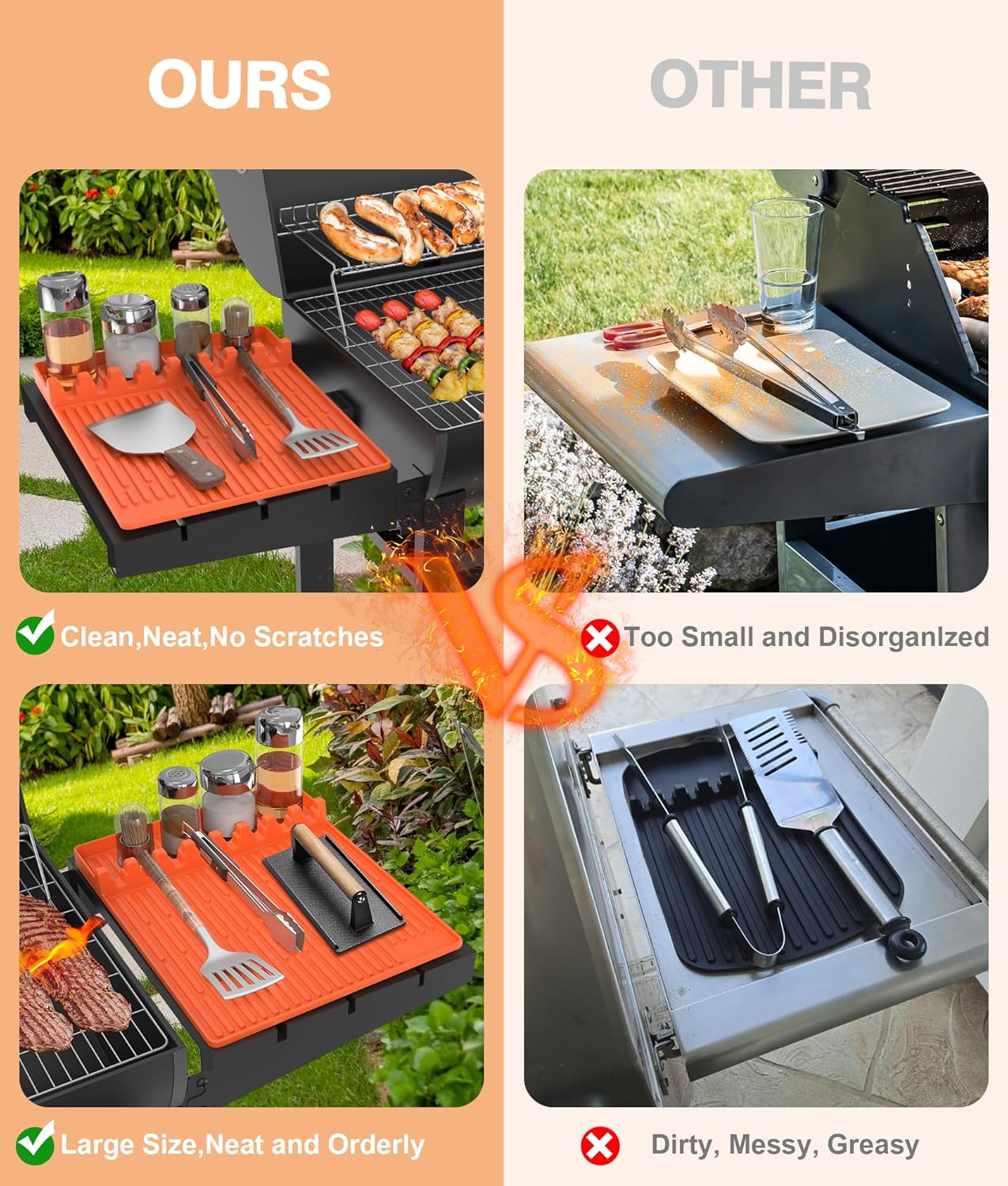 50% Off! 🍖Silicone Grill Side Shelf Mat – Heat Resistant BBQ Tool Organizerder voor Keuken & Barbecue