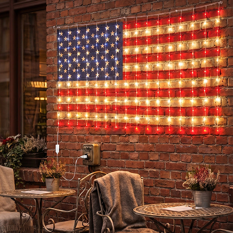 ❤️ Patriotic Flag Net Lights – USB, Waterproof, 50,000-Hour ✨