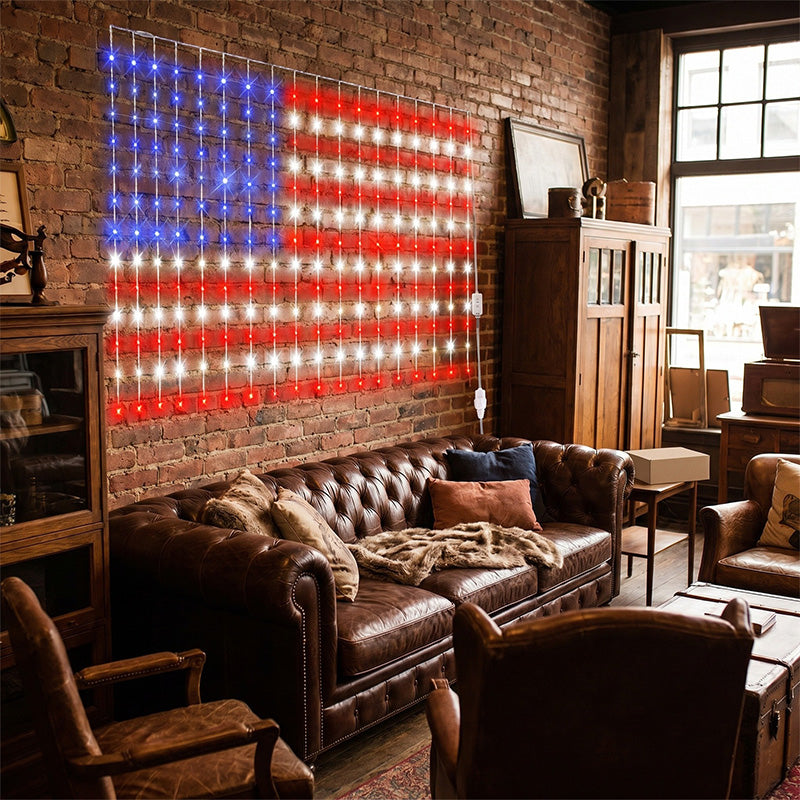 ❤️ Patriotic Flag Net Lights – USB, Waterproof, 50,000-Hour ✨