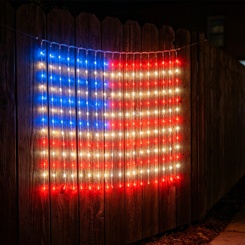 ❤️ Patriotic Flag Net Lights – USB, Waterproof, 50,000-Hour ✨