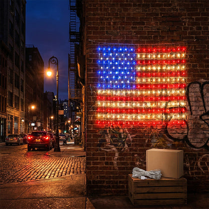 ❤️ Patriotic Flag Net Lights – USB, Waterproof, 50,000-Hour ✨