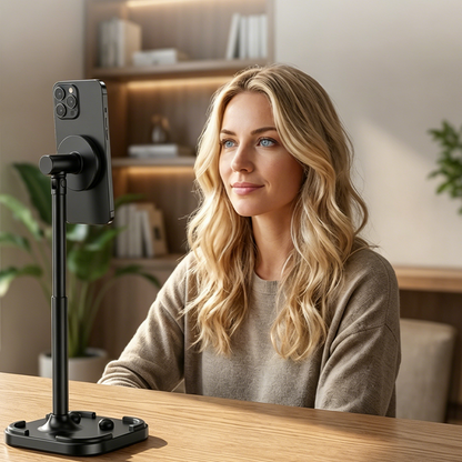 🥳50K+ SOLD!💞Magnetic Overhead Phone Stand – 360° Rotation, Height Adjustable for Cooking & Crafting Videos