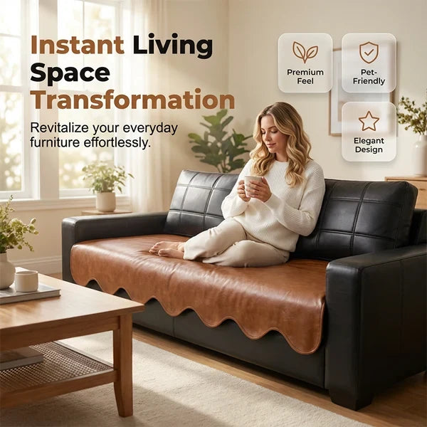 💎 Premium Sofa Seat Protector✨ Waterproof Faux Leather Cover for Everyday Protection