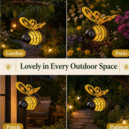 🔥 Limited-Time 50% OFF | Hanging Solar Bee Light – Warm Amber Glow for Garden Nights 🐝✨