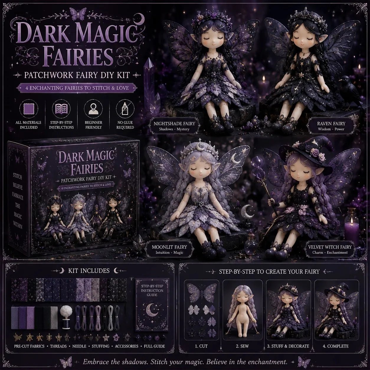 🔥✨ Fairy Patchwork DIY Sewing Kit Collection 🧚‍♀️ – Create Your Own Magical Doll 💖