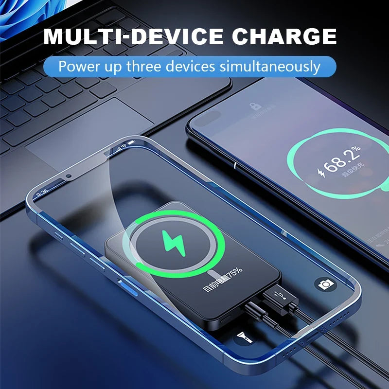 ⚡ 10,000mAh Magnetic Power Bank🧲 22.5W Wired & 15W Wireless Fast Charging