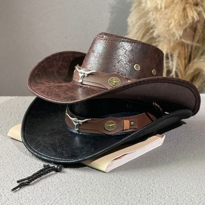 ⏳Time-Limited Special⏰Vintage Wide Brim Cowboy Hat with Adjustable Strap