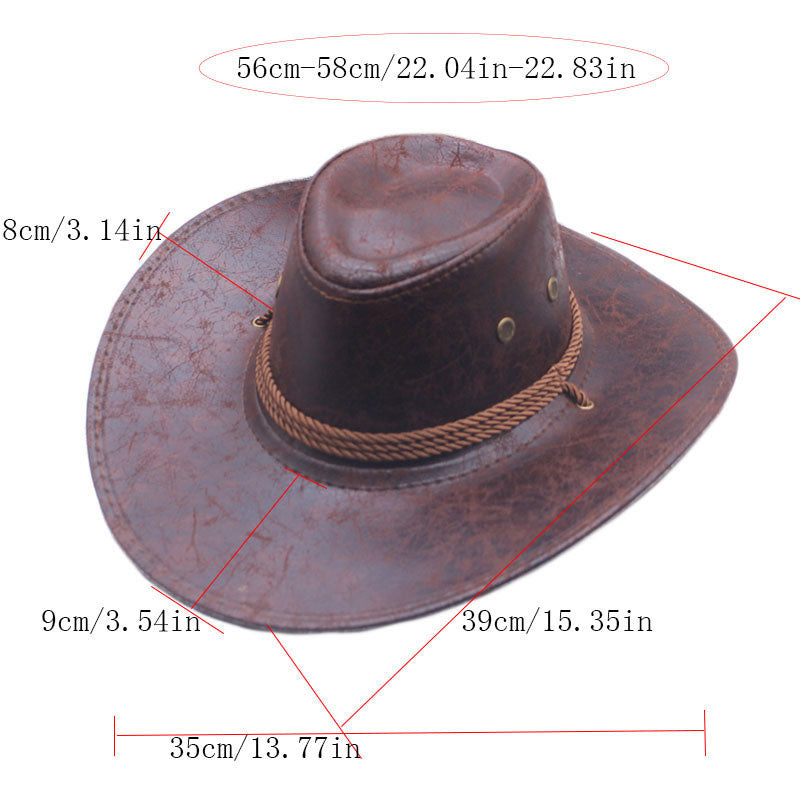 ⏳Time-Limited Special⏰Vintage Wide Brim Cowboy Hat with Adjustable Strap