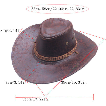 ⏳Time-Limited Special⏰Vintage Wide Brim Cowboy Hat with Adjustable Strap