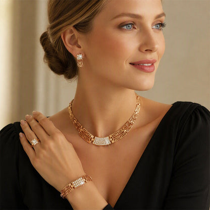 📢📢50% OFF !! ⏰Elegant Rhinestone Jewelry 4-Piece Set